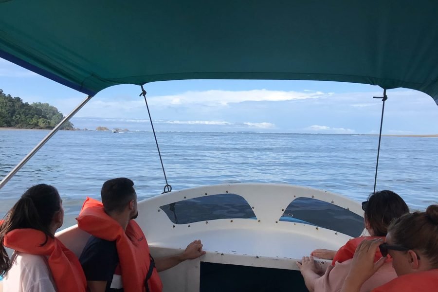 Boat ride on the Pacific Ocean heading to Corcovado National Park